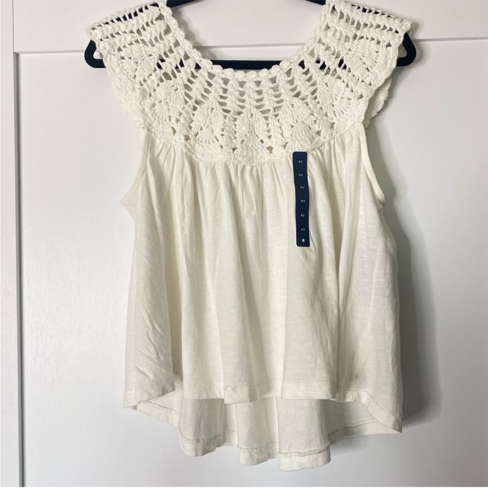 Lucky Brand white crochet cotton shirt blouse - Picture 2 of 11